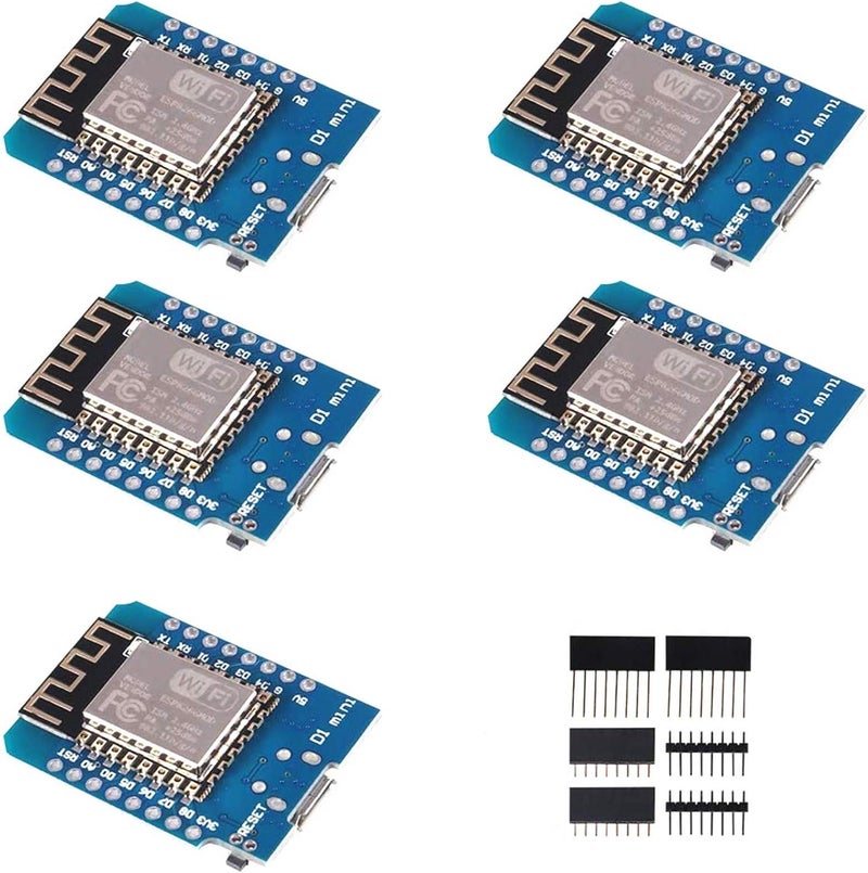 ACEIRMC 5pcs ESP8266 ESP-12 ESP-12F NodeMcu Mini D1 Module WeMos Lua 4M Bytes WLAN WiFi Internet Development Board Base on ESP8266 ESP-12F for Arduino,Compatible with WeMos D1 Mini - Image 1